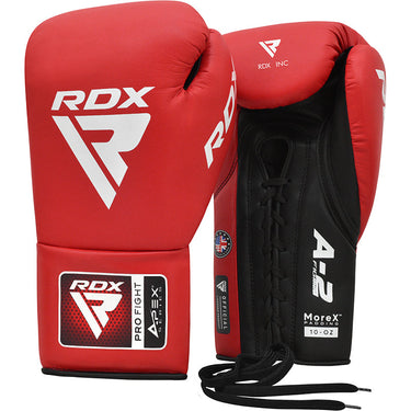 RDX APEX Competition/Fight Lace Up Boxing Gloves#color_red