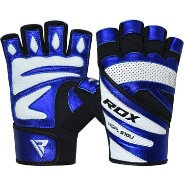 RDX S10 2XL Blue Leather Weight lifting gloves