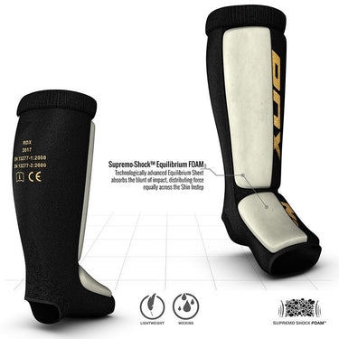RDX SI MMA Gel Padded Lightweight Shin Instep Guard OEKO-TEX® Standard 100 certified#color_black