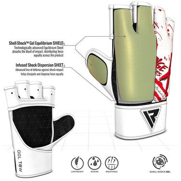 RDX T8 Revenge X Blanc MMA Gants de Grappling