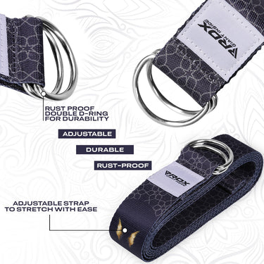 RDX F8 Sangle De Yoga Antidérapante En Coton Avec Boucle En D En Acier Inoxydable