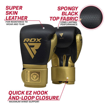 RDX L2 Mark Pro Sparring Boxing Gloves Hook and loop Black / Golden#color_golden